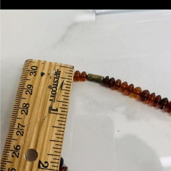 Vtg Carved Natural Baltic  Amber Graduated Disc Bead 38g 24” Necklace Rondelles - Picture 12 of 16